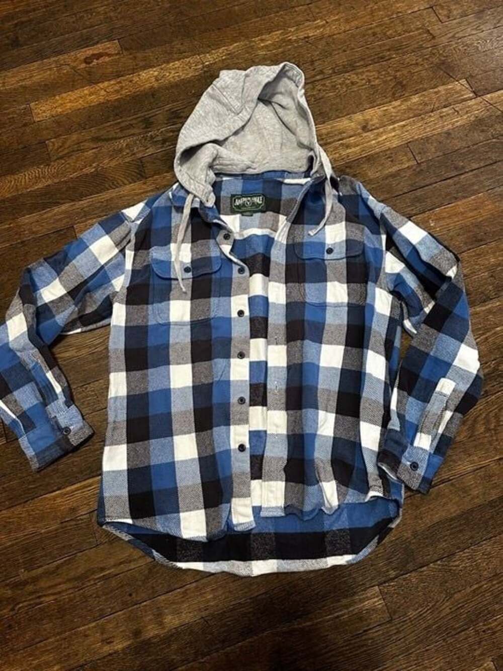 Men’s American Eagle Blue Hooded Flannel medium